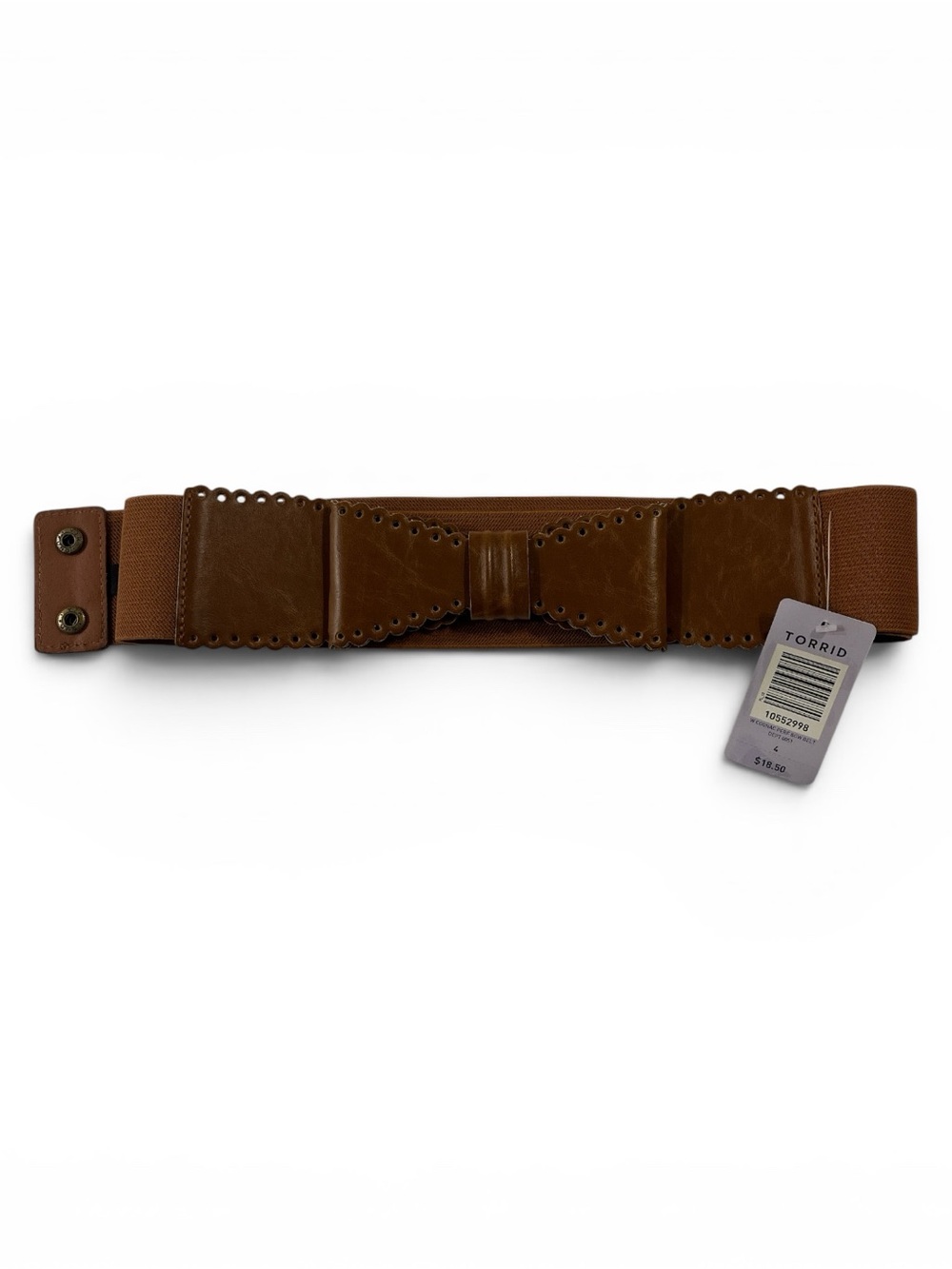 Wide Scalloped Bow Elastic Waist Belt - Brown - Picture 4 of 4